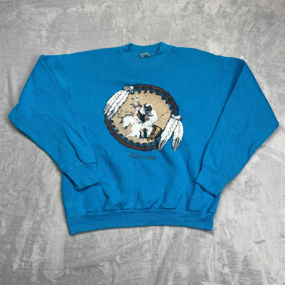 Arizona Sweatshirt Unisex XL Blue Graphic Fleece Lined Soft Comfy Crew‎ Neck USA